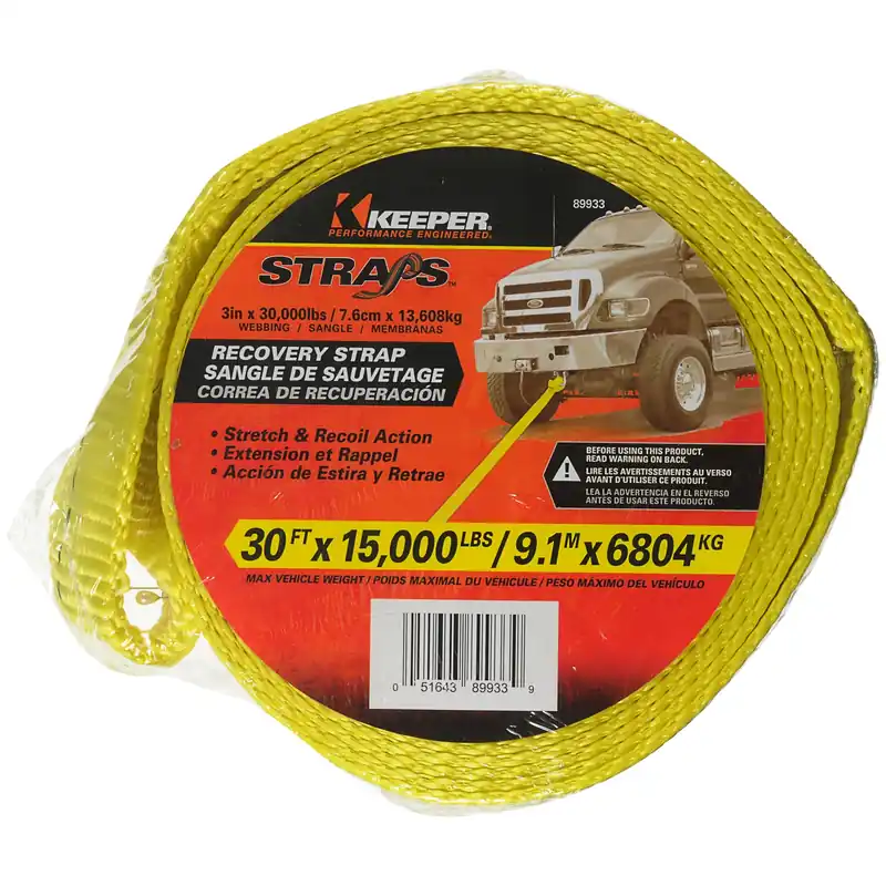 Keeper 3 In. W X 30 Ft. L Yellow Vehicle Recovery Strap 15000 Lb 1 Pk