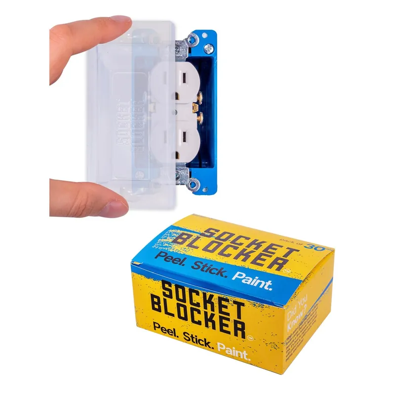Socket Blocker 1.88 In. W X 4 In. L Clear High Strength Mask And Peel 30 Pk