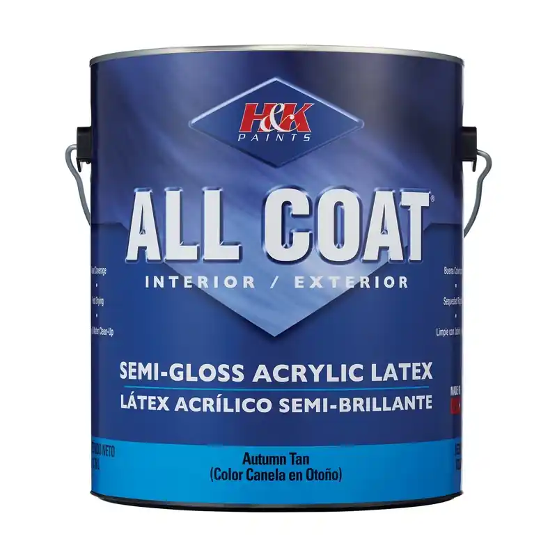 H&K Paints All-Coat Semi-Gloss Autumn Tan Water-Based Paint Exterior And Interior 1 Gal