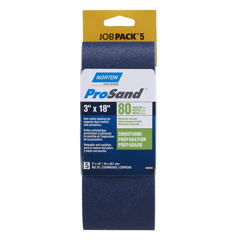 Prosand 80 Grit Sanding Belt, 3 In W X 18 In L, Zirconia Aluminum, Medium