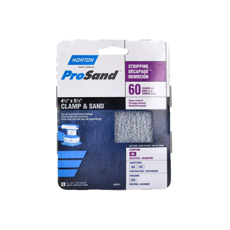 Norton ProSand 5-1/2 In. L X 4-1/2 In. W 60 Grit Aluminum Oxide Sanding Sheet 6 Pk