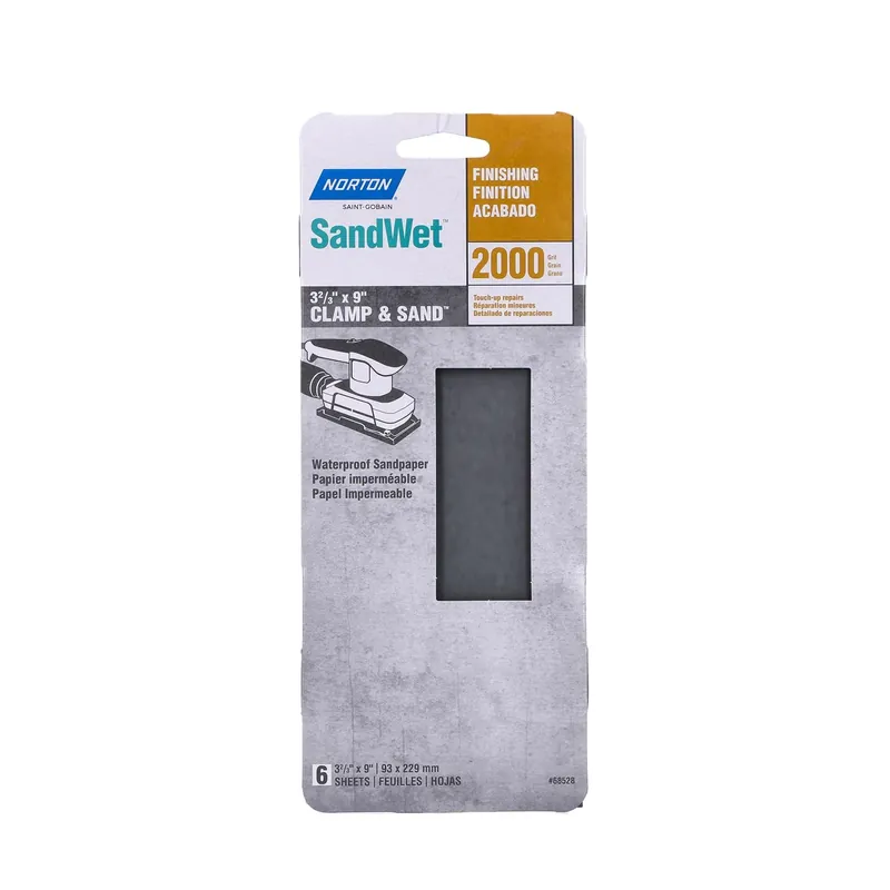 Norton SandWet 9 In. L X 3 In. W 2000 Grit Silicon Carbide Sanding Sheet 6 Pk