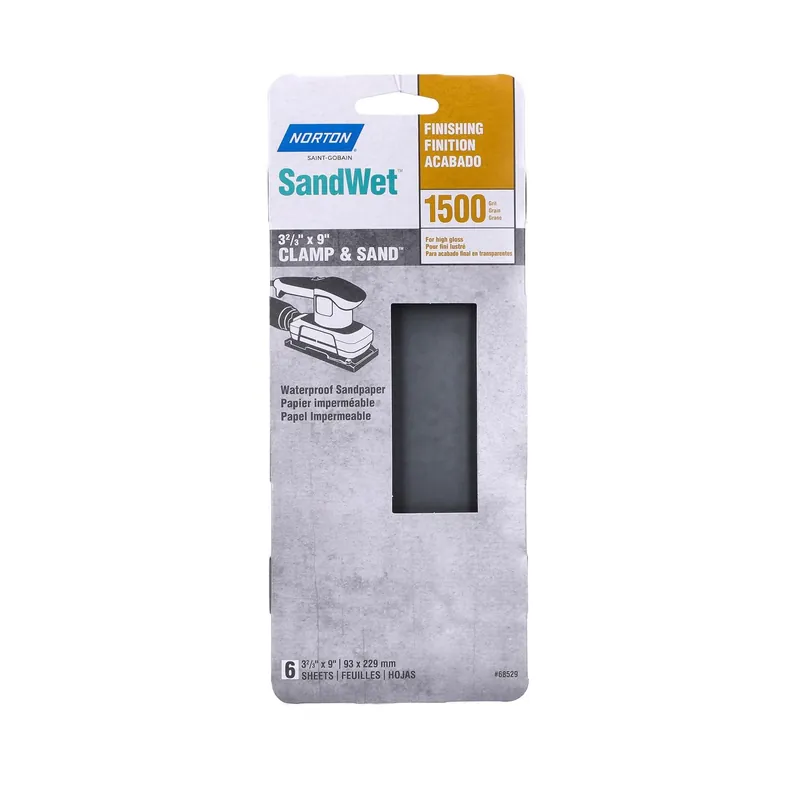 Norton SandWet 9 In. L X 3 In. W 1500 Grit Silicon Carbide Sanding Sheet 6 Pk