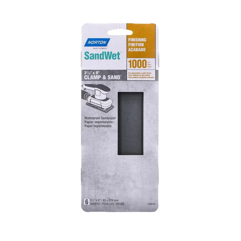 Norton SandWet 9 In. L X 3 In. W 1000 Grit Silicon Carbide Sanding Sheet 6 Pk