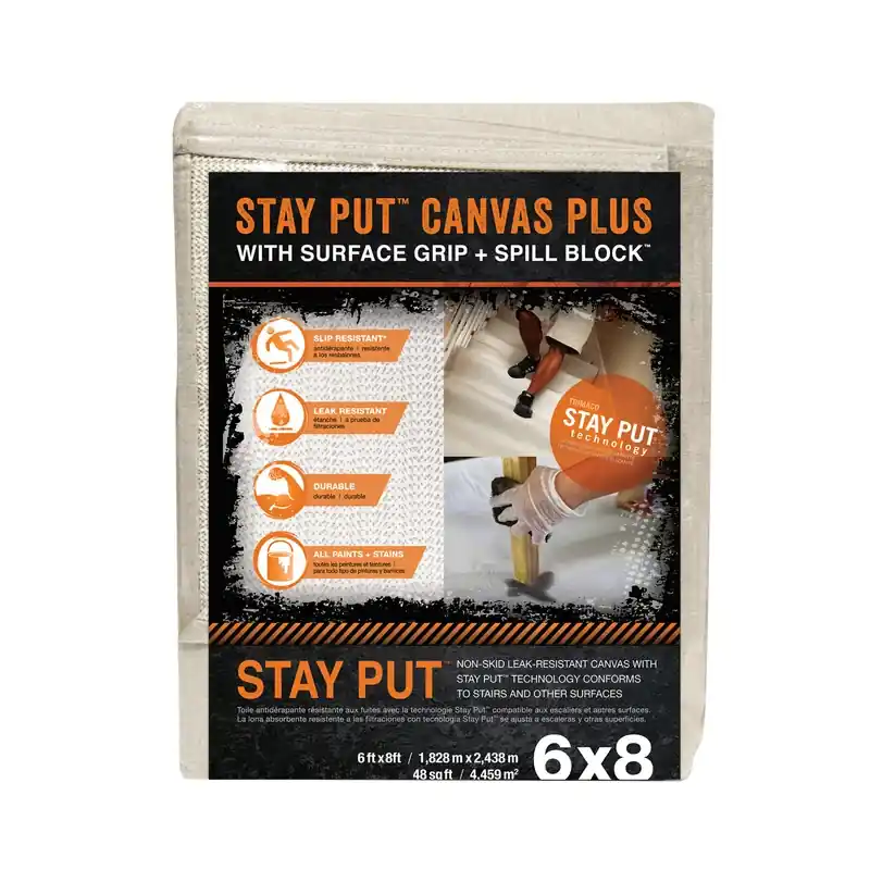 Trimaco Stay Put 6 Ft. W X 8 Ft. L 8 Oz Canvas Drop Cloth 1 Pk