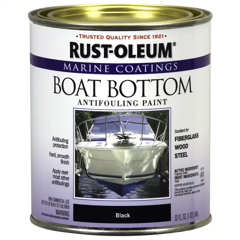 Satin Marine Antifouling Paint, Black, 1 Quart - Copper-based Coating