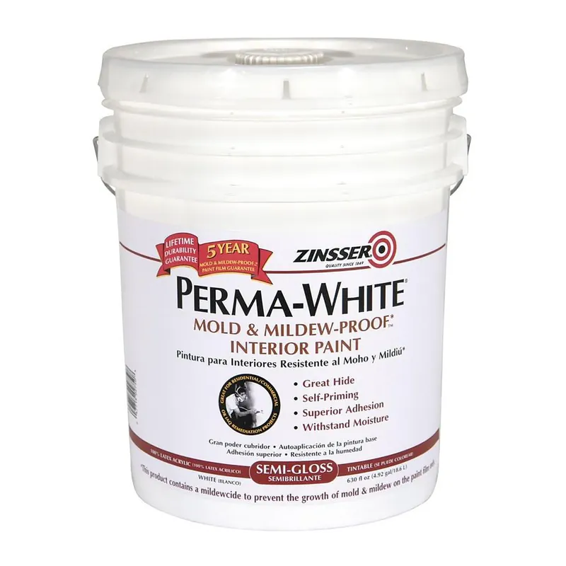 Perma-white Semi-gloss White Water-based Mold And Mildew-proof Paint 5 Gallon