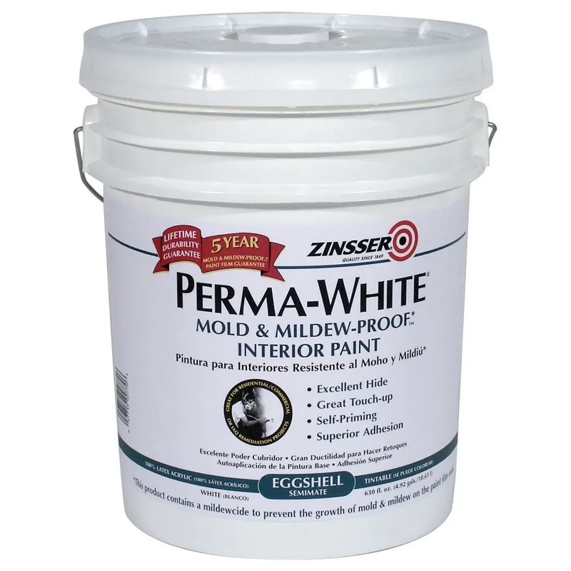 Perma-white Eggshell White Water-based Mold And Mildew-proof Paint Interior 5 Gallon