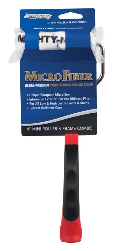 4 In. Mini Paint Roller Frame With Threaded End And Microfiber Nap