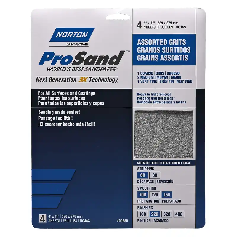 Norton ProSand 11 In. L X 9 In. W Assorted Grit Aluminum Oxide Sandpaper 1 Pk