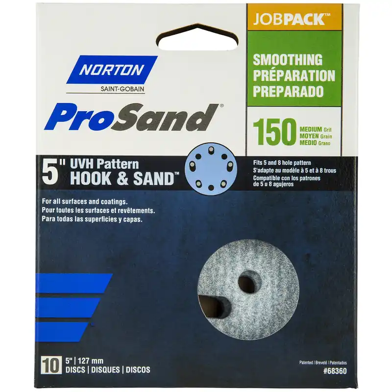Norton ProSand 5 In. Ceramic Alumina Hook And Loop A975 Sanding Disc 150 Grit Fine 10 Pk