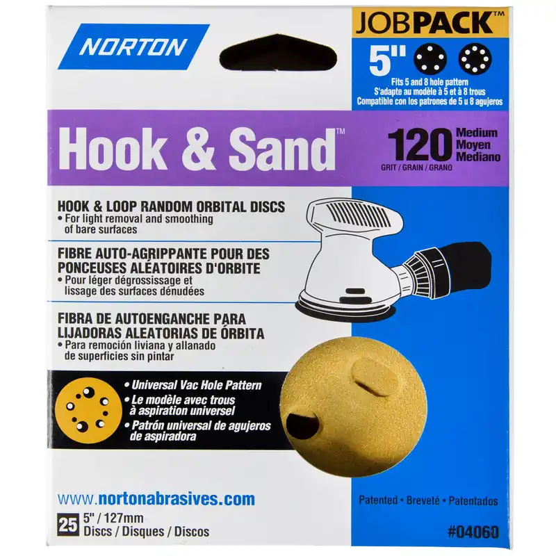 Norton Hook & Sand 5 In. Aluminum Oxide Hook And Loop A290 Sanding Disc 120 Grit Medium 25 Pk