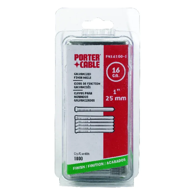 Porter Cable 1 In. L X 16 Ga. Straight Strip Galvanized Finish Nails 1,000 Pk