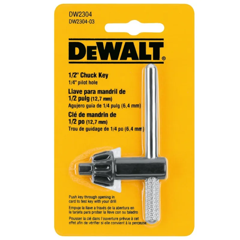 Dw2304 1/2 Inch Chuck Key With 1/4 Inch Pilot - T-handle Steel