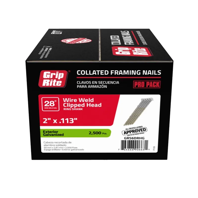 Grip-Rite 2 In. L X 11-1/2 Ga. Angled Strip Hot-Dip Galvanized Framing Nails 28 Deg 2500 Pk