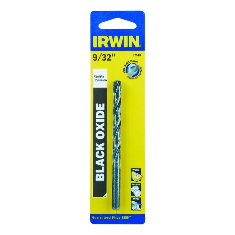 Black Oxide High-Speed Steel Drill Bit, Jobber Length, 9/32 In.