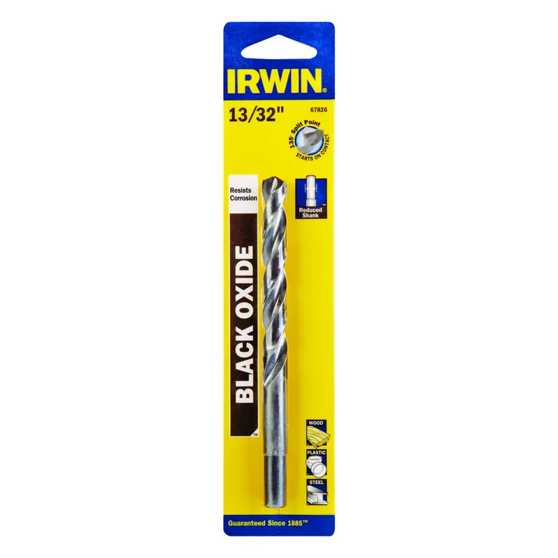 High-Speed Steel Drill Bit, Reduced Shank Jobber Length, 13/32 In.