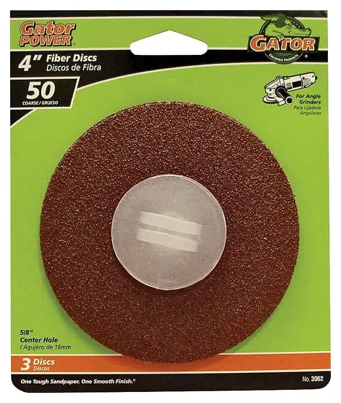 Gator 4 In. Aluminum Oxide Center Mount Fiber Disc 50 Grit Coarse 3 Pk