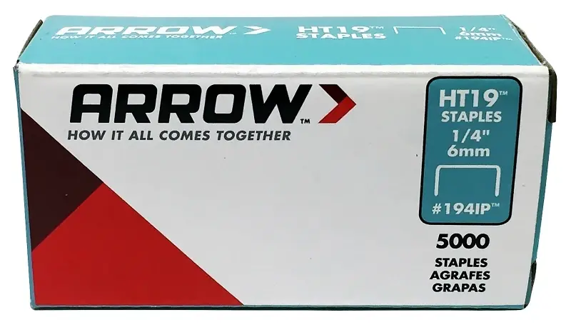 Arrow HT19 3/8 In. W X 1/4 In. L 18 Ga. Flat Crown Staples 5000 Pk