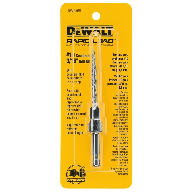 10 - 3/16 In. Rapid Load High Speed Steel Countersink And Drill Bit