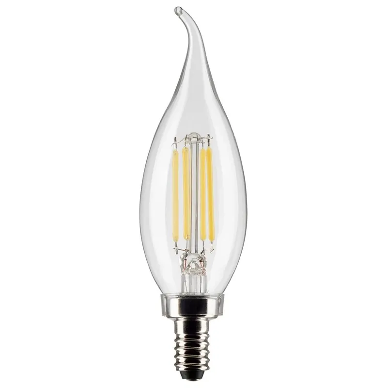 Satco CA10 (Flame Tip) E12 (Candelabra) LED Bulb Natural Light 40 Watt Equivalence 2 Pk