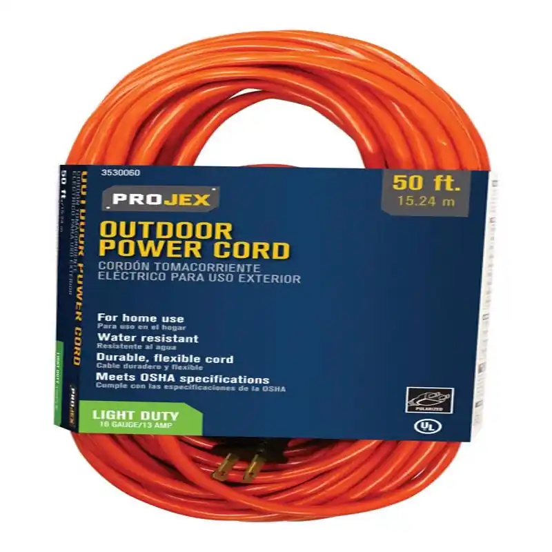 50 Ft. L Orange Extension Cord 16/2 Sjtw For Indoor Or Outdoor Use