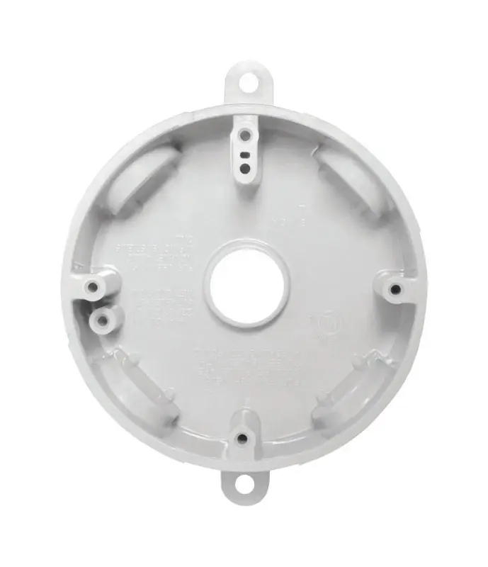14.8 Cu In Round Plastic Outlet Box, Weatherproof, White