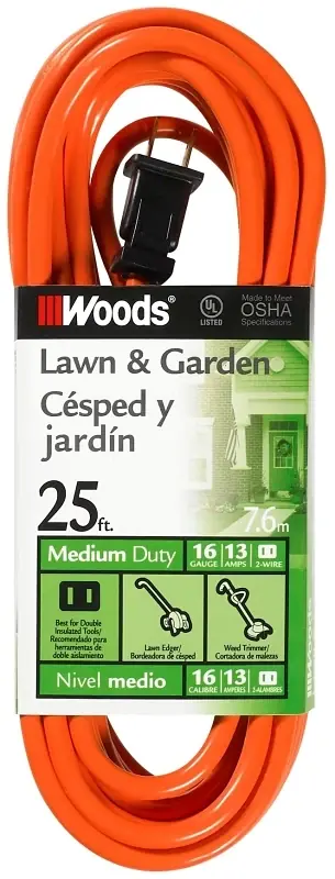 Outdoor 25 Ft. L Orange Extension Cord 16/2 Heavy-duty