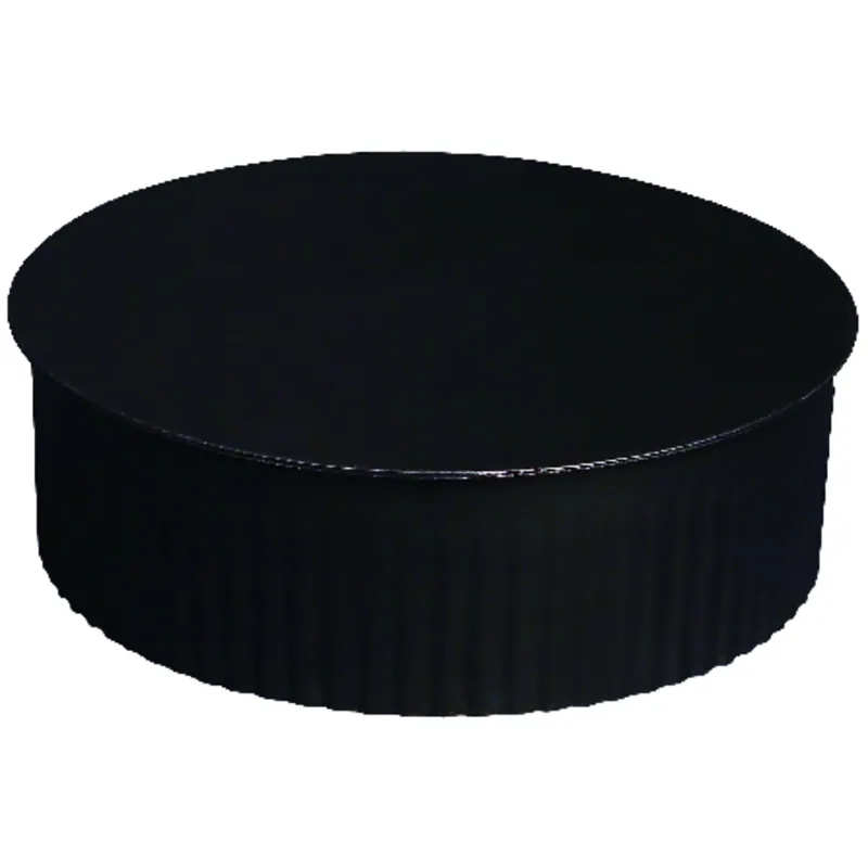 Black Stove Pipe Clean Out Tee Cap With Crimp, 24 Gauge, 8 In.