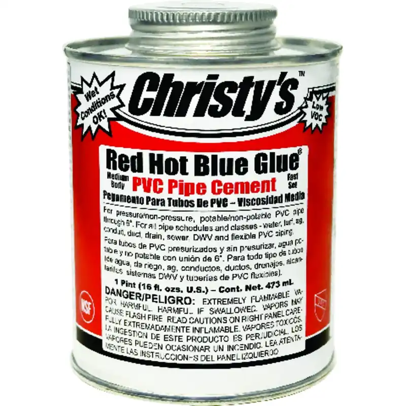 Red Hot Blue Glue PVC Pipe Cement, Low VOC, 16-oz.