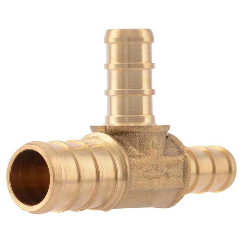 PEX Pipe Tee, Brass, Lead-Free, 1/2 X 3/8 X 3/8 In. Barb