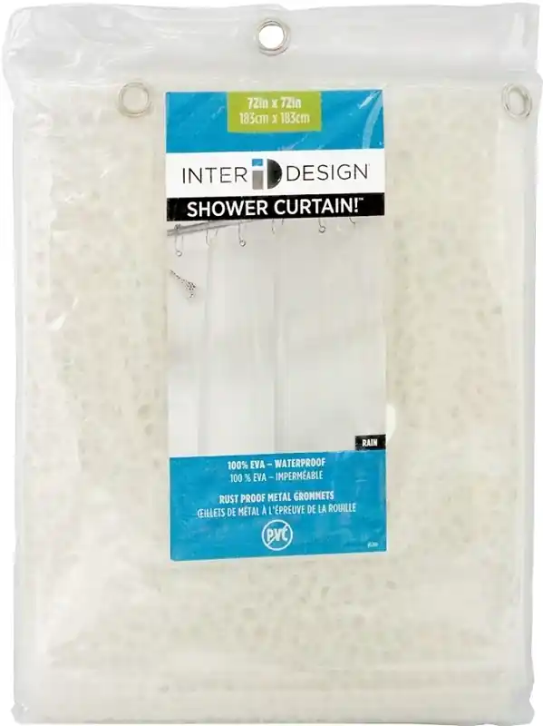 Shower Curtain, Rain, Clear, 72 X 72-In.
