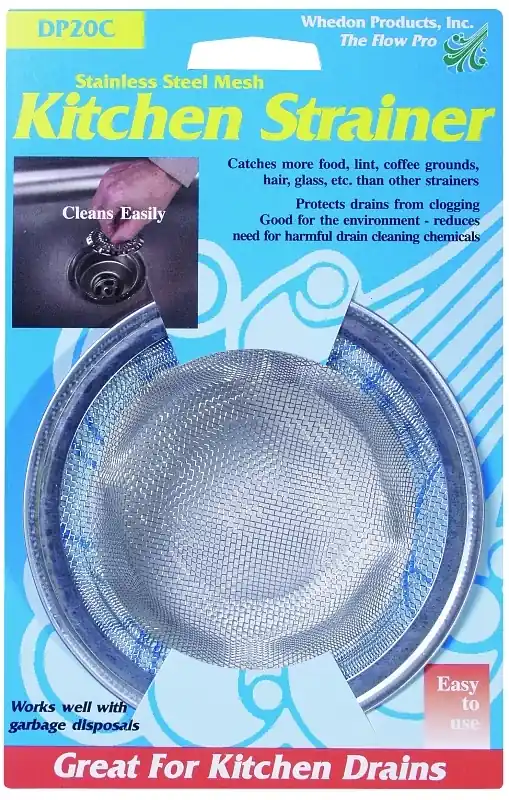 Mesh Kitchen Strainer With Chrome Ring, Stainless Steel