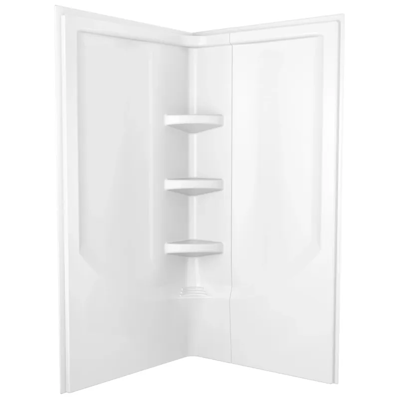 Corner Bathtub Wall Surround, Bright White Gloss, 38 X 73.88-In., 2-Pc.