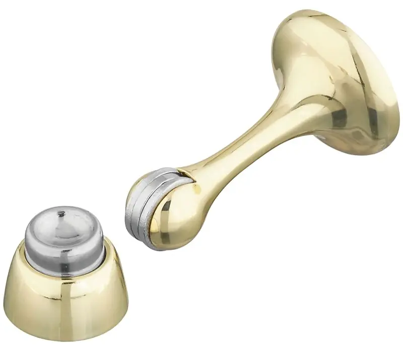 Door Stop With Catch, Magnetic, Brass, 3 In.