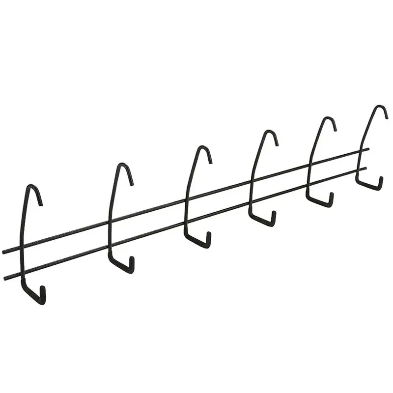 National Hardware 27-1/2 In. L Vinyl Coated Black Steel Long Handle Hook Rack 10 Lb. Cap. 1 Pk
