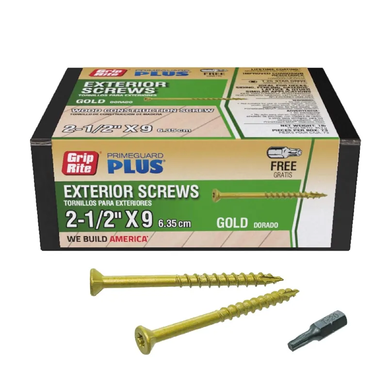 Primeguard Plus No. 9 Wire X 2-1/2 In. L Gold Star Flat Head Deck Screws