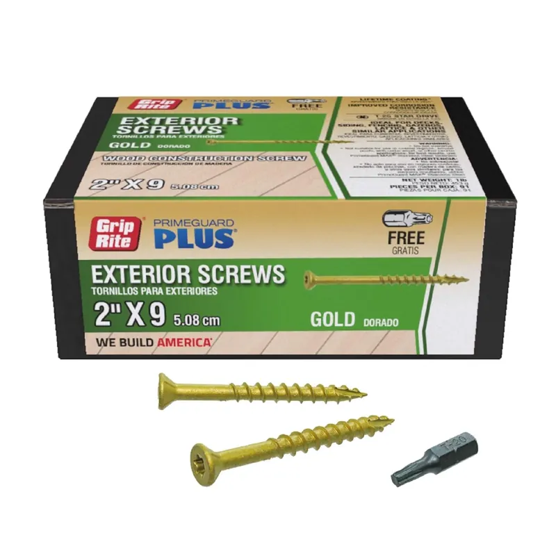 Primeguard Plus No. 9 Wire X 2 In. L Gold Star Flat Head Deck Screws