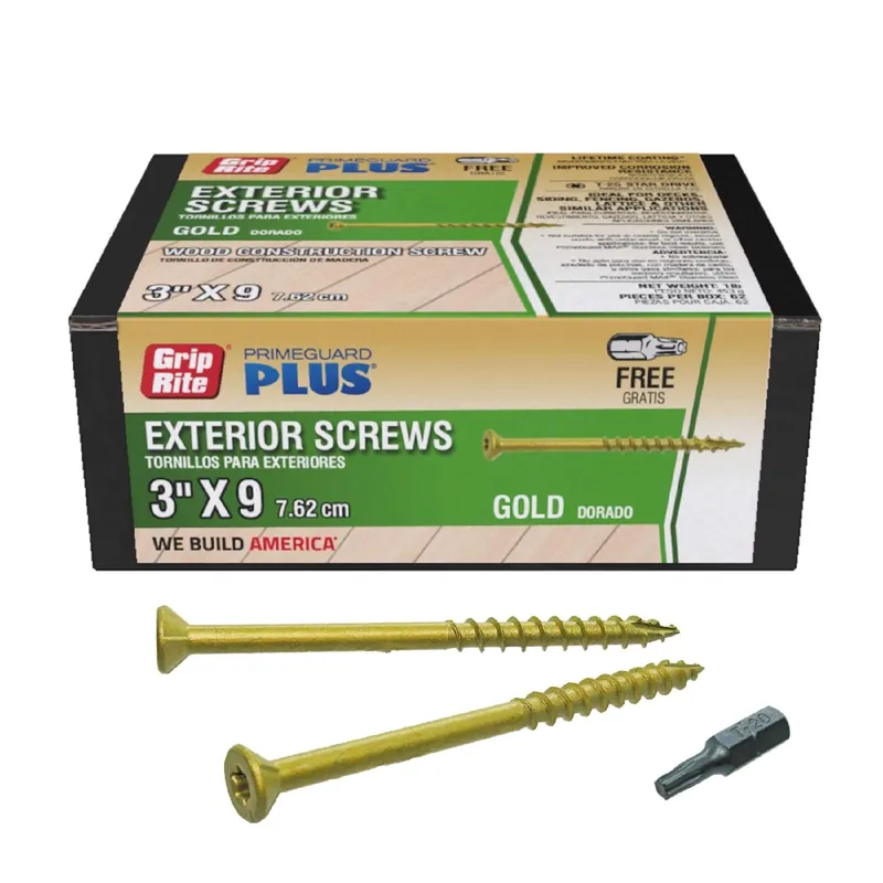 Grip-Rite PrimeGuard Plus No. 9 Wire X 3 In. L Gold Star Flat Head Deck Screws 1 Lb
