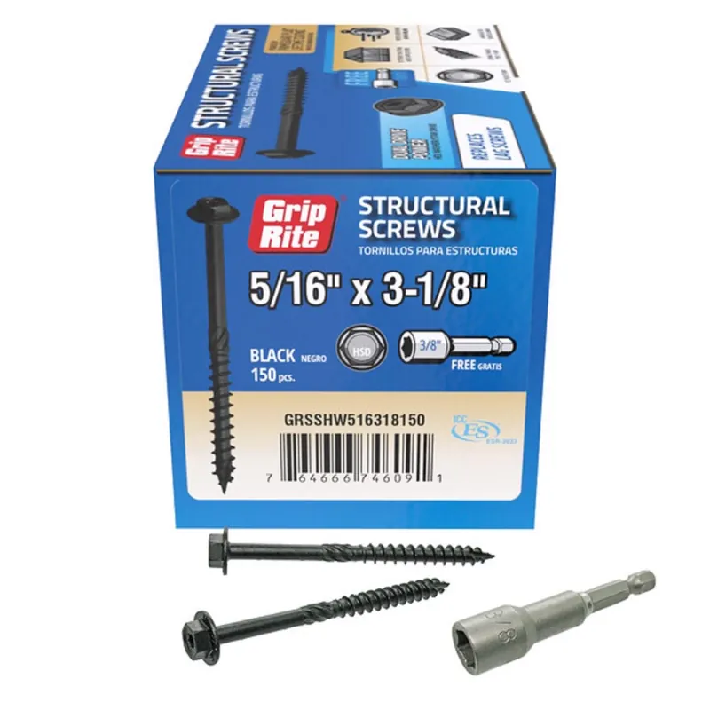 Grip-Rite 5/16 In. Wire X 3-1/8 In. L Star Hex Washer Head Coarse Structural Screws