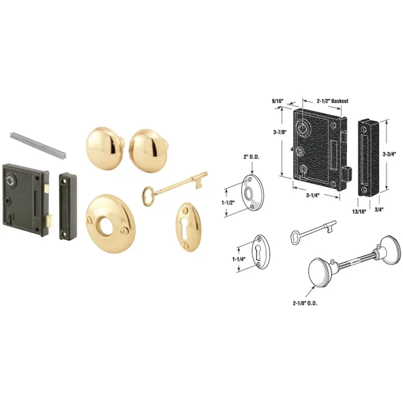 Vertical Placement Bit Key Trim Lock, 2-1/2" Backset, Satin Brass Finish