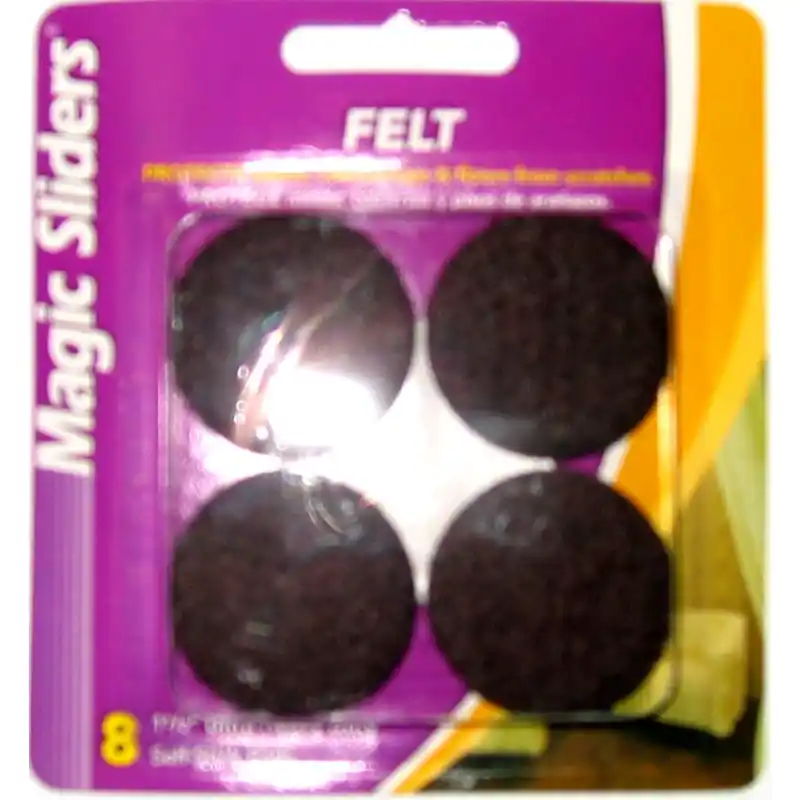 Magic Sliders Felt Self Adhesive Protective Pad Brown Round 1.5 In. W X 1.5 In. L 8 Pk