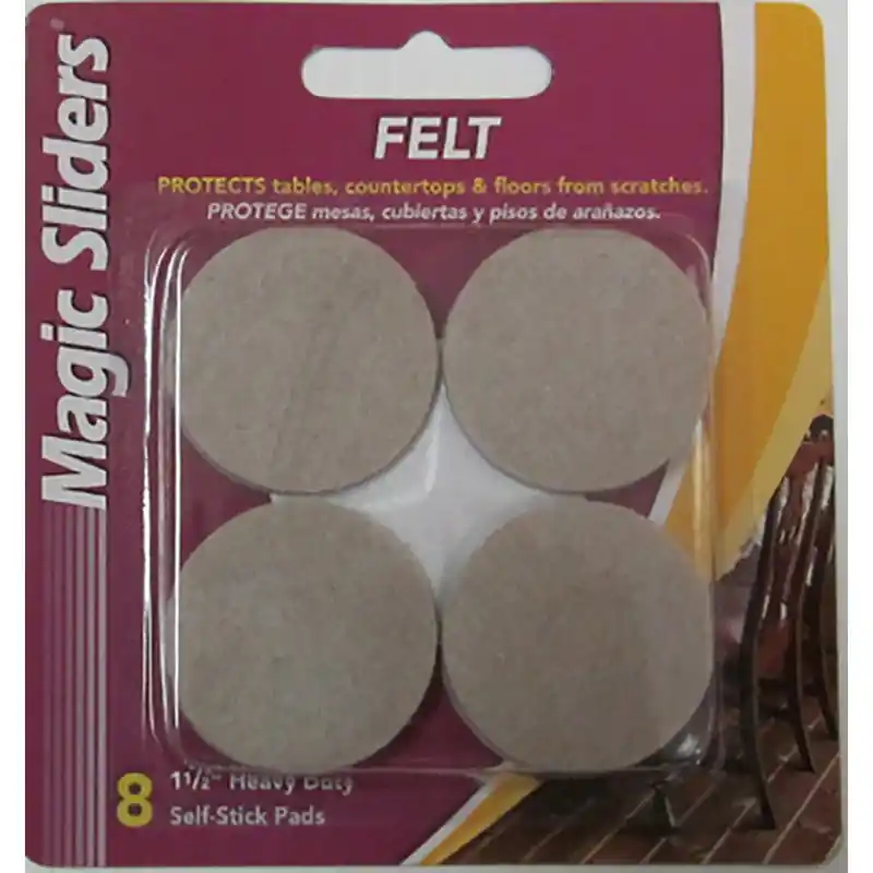Magic Sliders Felt Self Adhesive Protective Pads Oatmeal Round 1-1/2 In. W X 1-1/2 In. L 8 Pk