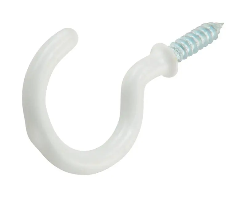 HILLMAN OOK Small Vinyl Coated White Steel 7/8 In. L Cup Hook 1 Lb 4 Pk
