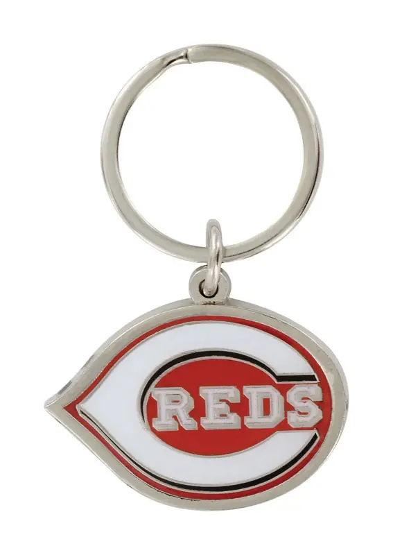 Cincinnati Reds Mlb Tempered Steel Silver Split Ring Keychain - Model 711245