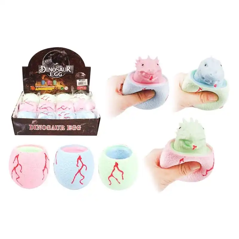 Dinosaur Egg Pop-up Squeeze Toy Silicone Assorted 3.15" X 8.1" X 10.5"