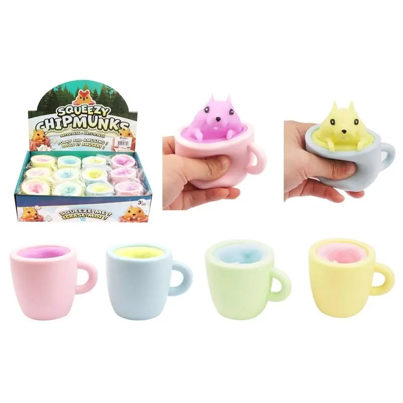 Pop-up Squeeze Toy Chipmunk Silicone Assorted 3.1" X 8" X 10.55"