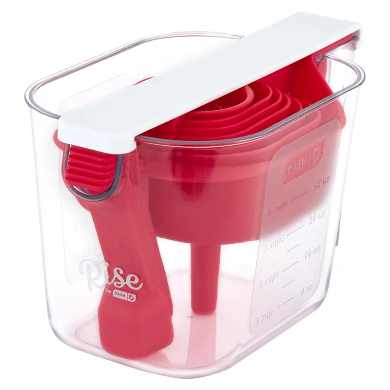 Rise By Dash 1 Cups Plastic Clear/Red Measuring Cup Set