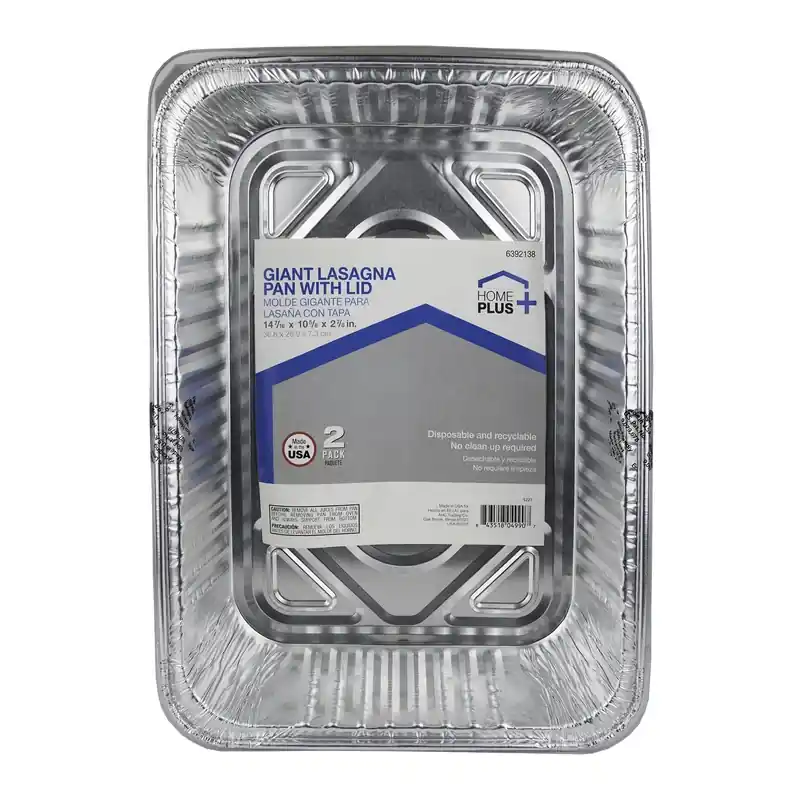 Home Plus Durable Foil 10-5/8 In. W X 14-7/16 In. L Lasagna Pan Silver 2 Pc