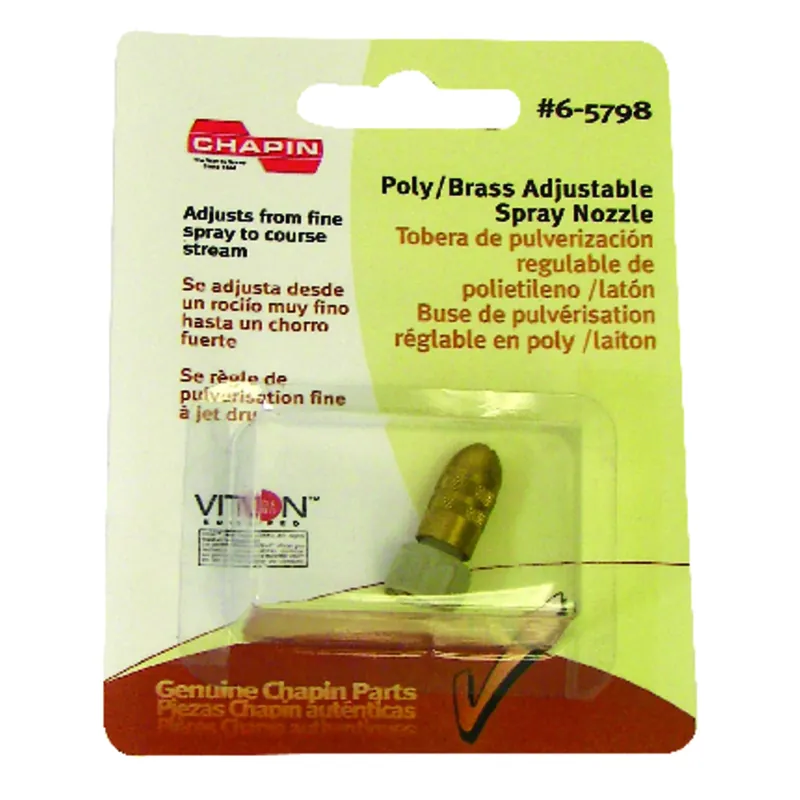 Adjustable Spray Nozzle With Viton O-ring, Model 6-5798, Brass/poly Construction
